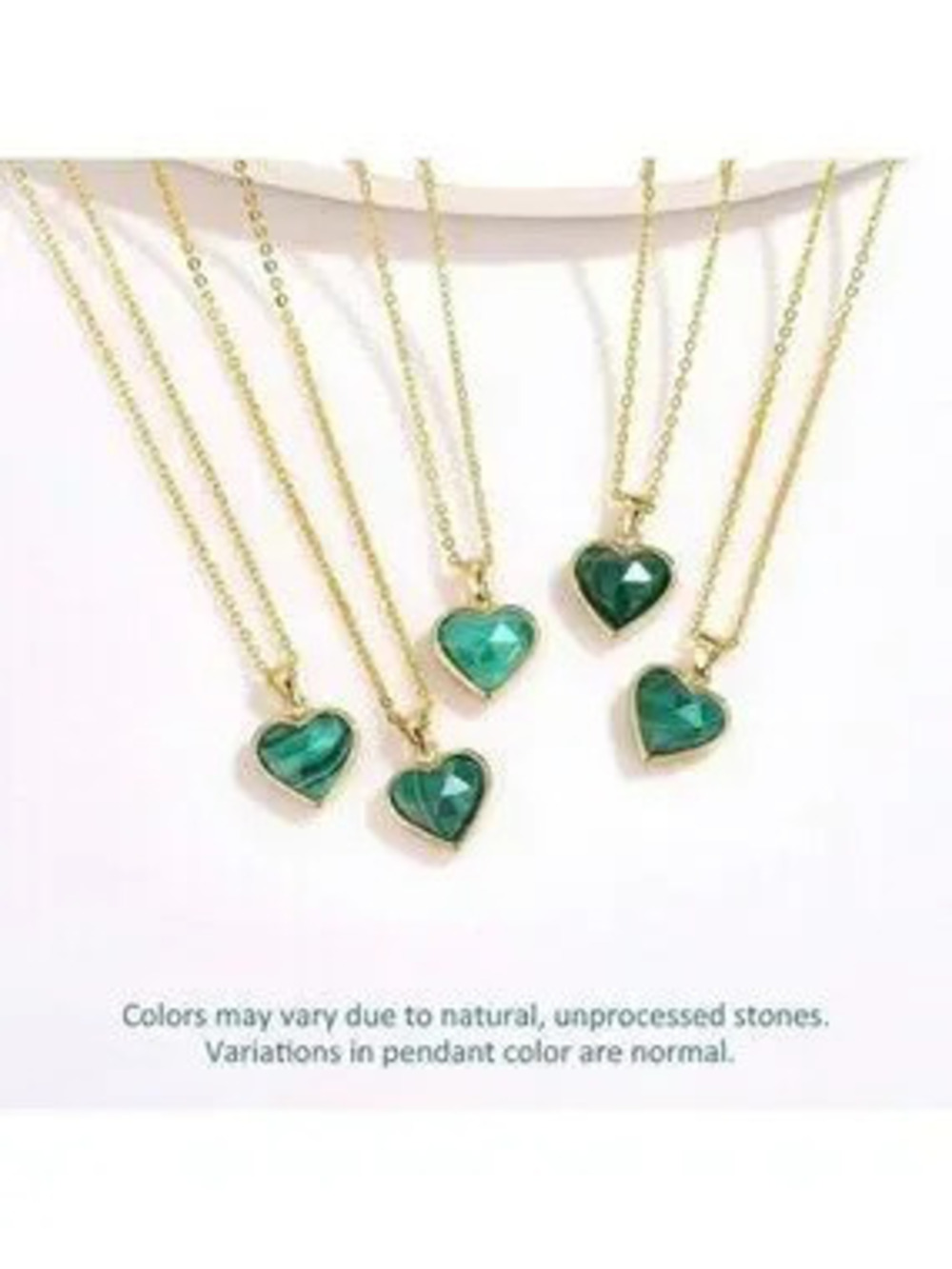Gold 14k Gold Plated Malachite Heart Stone Necklace